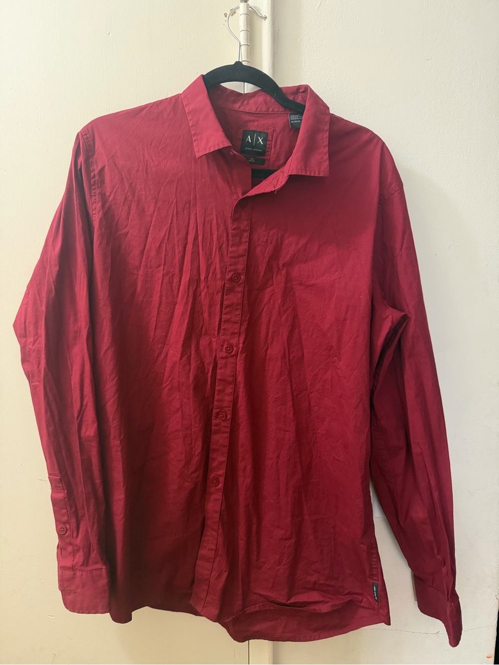 A/X Armani Exchange Men's Red Button-Down Shirt Xl slim fit Great condition